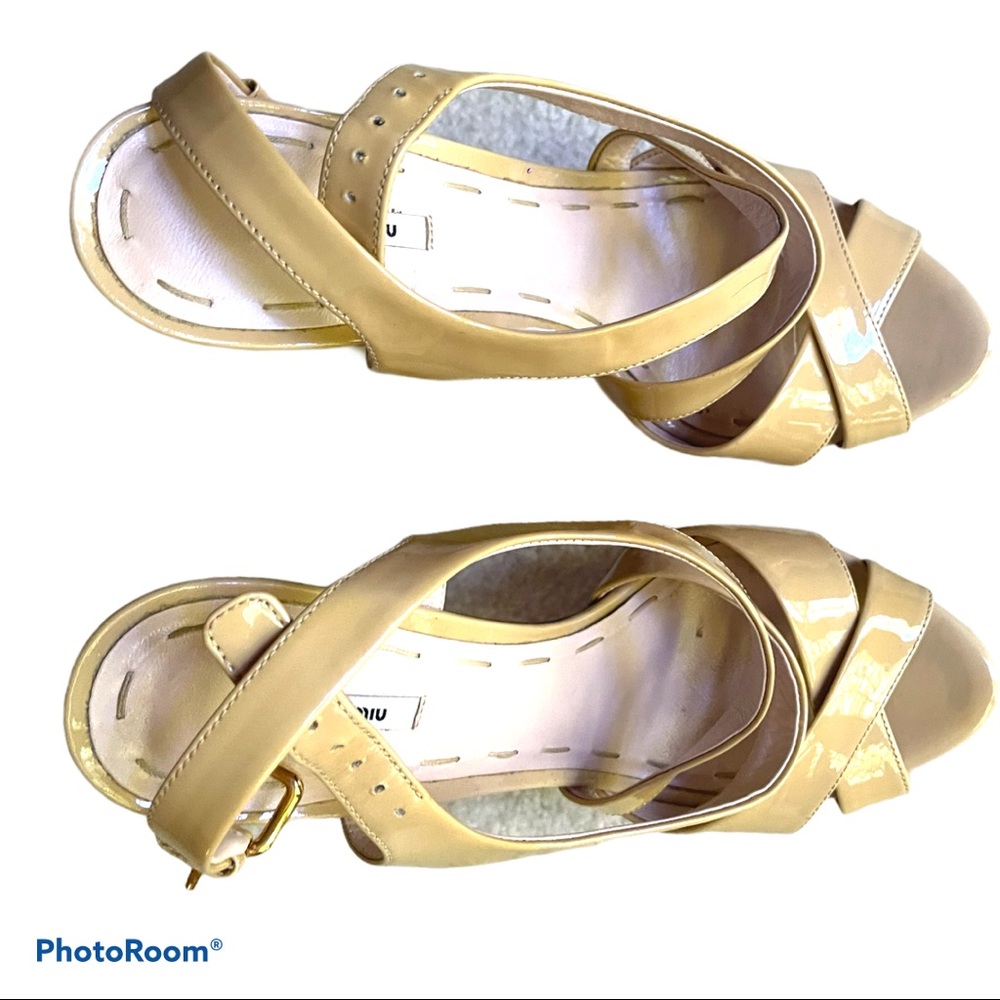 Miu Miu patent leather platform heels tan 39 - Picture 4 of 15